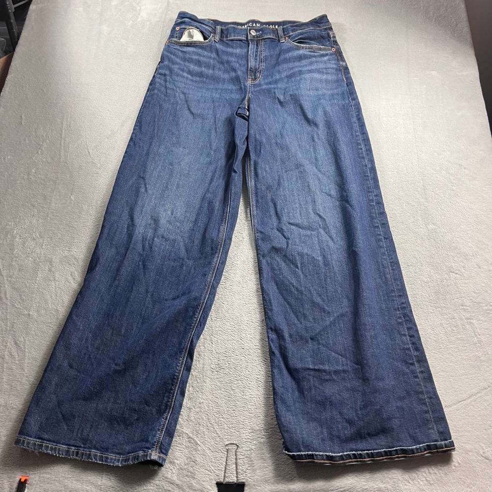 American Eagle Low-Rise Ultra Wide Leg Jeans Womens 12 X-Long Blue Denim